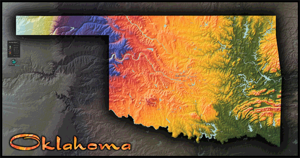 Oklahoma Topo Wall Map