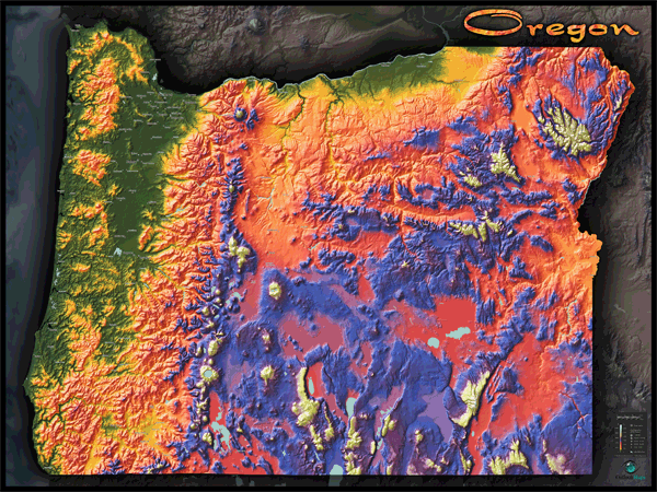 Oregon Topo Wall Map