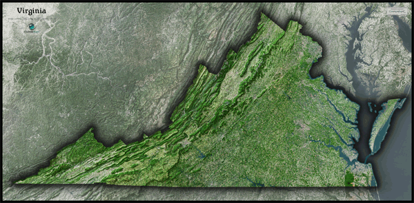 Virginia Satellite Wall Map