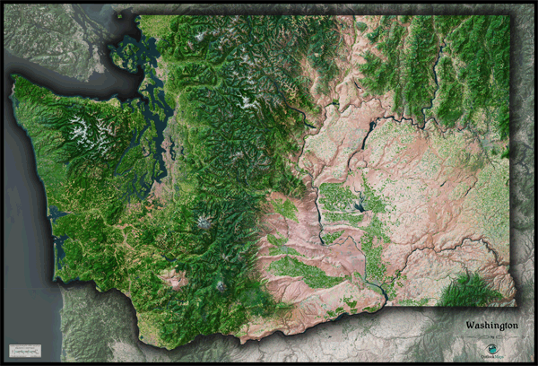 Washington Satellite Wall Map