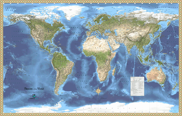 World Airport Wall Map