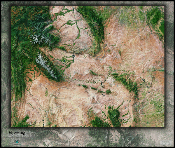 Wyoming Satellite Wall Map