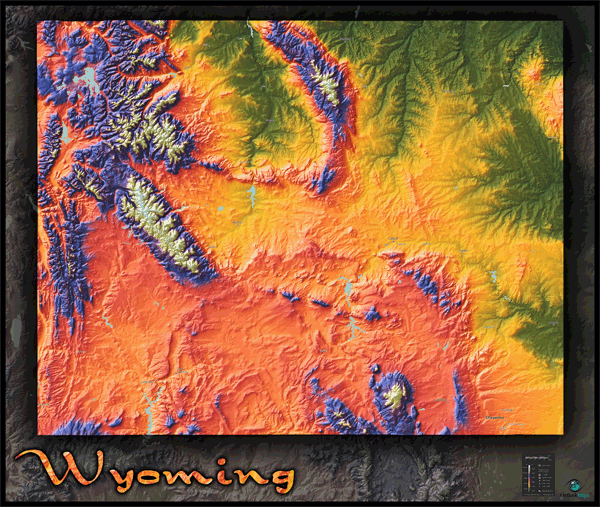 Wyoming Topo Wall Map