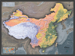 China Physical Wall Map