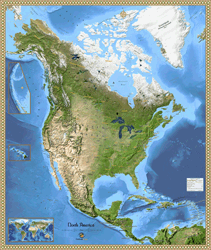 North America Satellite Wall Map