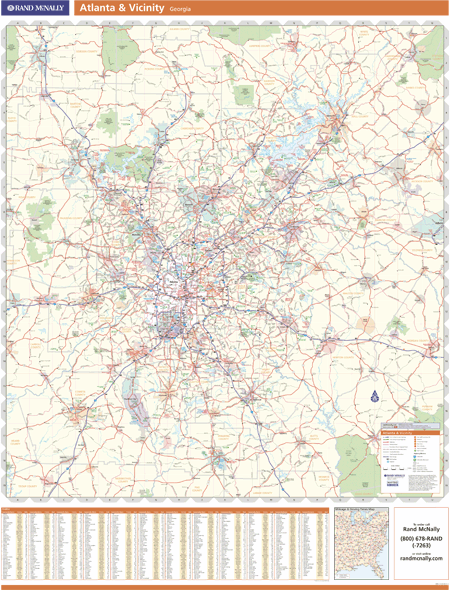 Atlanta, GA Vicinity Wall Map
