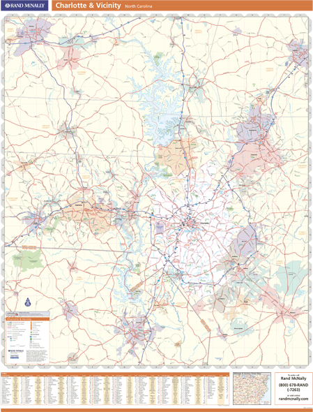 Charlotte, NC Vicinity Wall Map