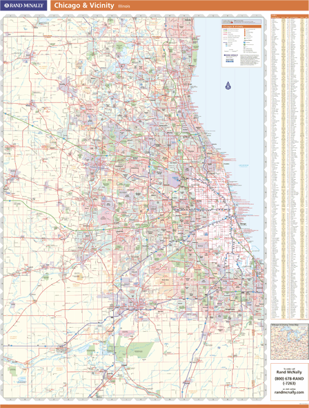 Chicago, IL Vicinity Wall Map