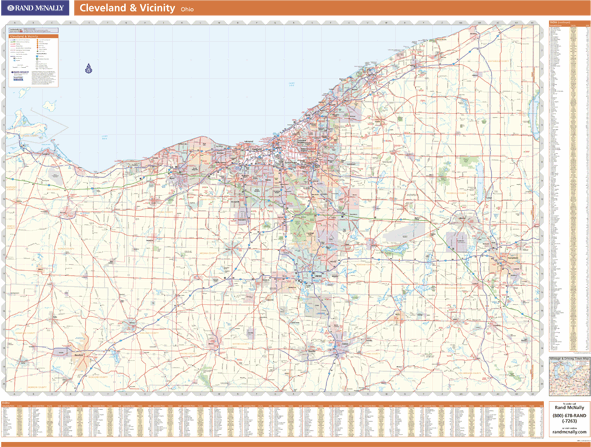 Cleveland, OH Vicinity Wall Map