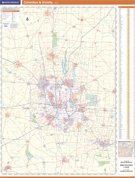 Columbus, OH Vicinity Wall Map