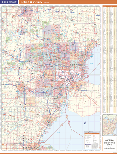 Detroit, MI Vicinity Wall Map