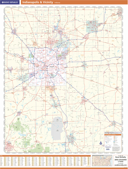 Indianapolis, IN Vicinity Wall Map