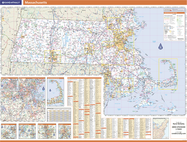 Massachusetts Wall Map