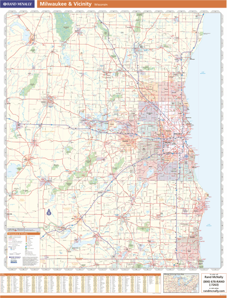 Milwaukee, WI Vicinity Wall Map