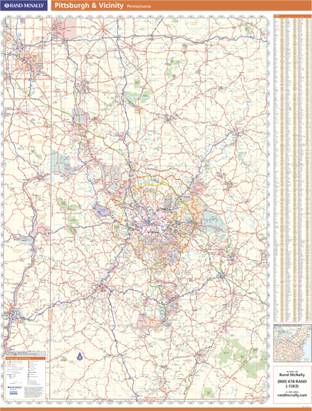 Pittsburgh, PA Vicinity Wall Map