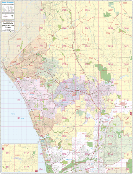 North San-Diego, CA Wall Map