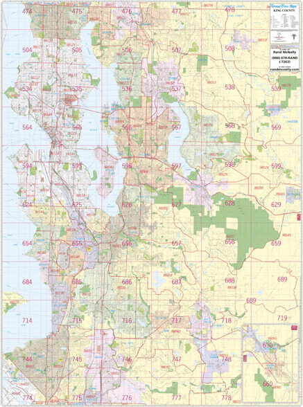 Seattle, WA Wall Map