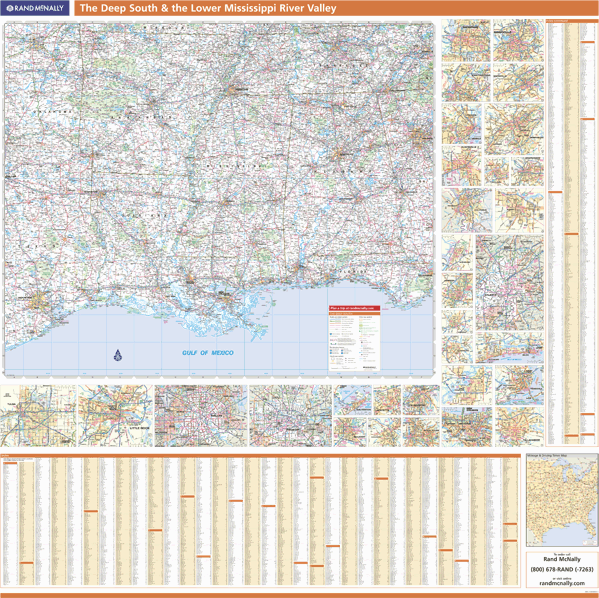 Deep South U.S. Regional Wall Map