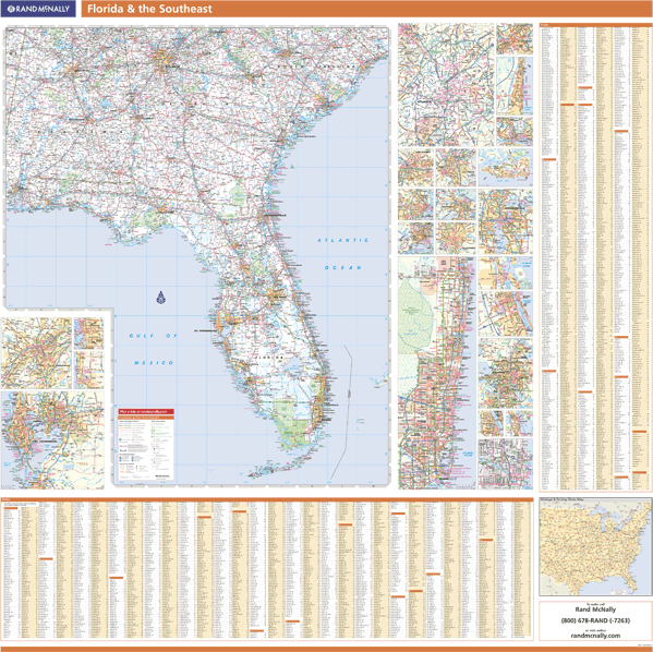Florida and the Southeast Wall Map