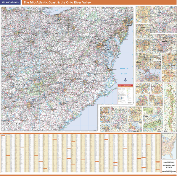 Mid Atlantic Coast and Ohio River Valley Wall Map