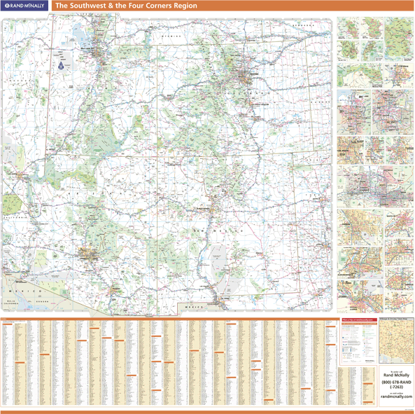 Southwest and Four Corners U.S. Regional Wall Map