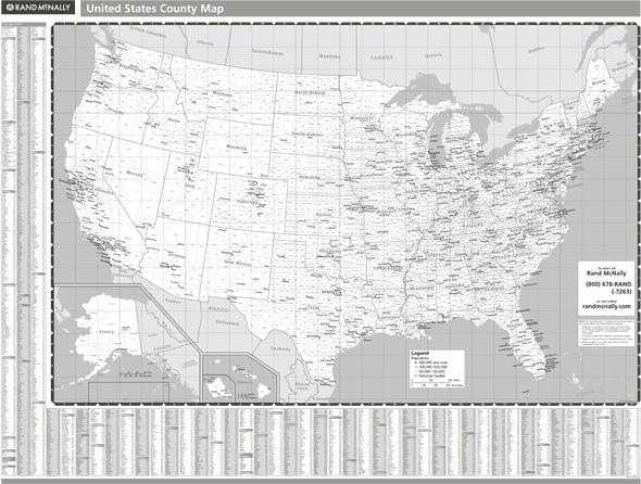 United States Gray Wall Map with Counties