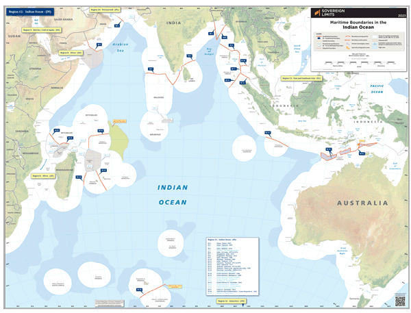 Maritime boundaries of the Indian Ocean Wall Map