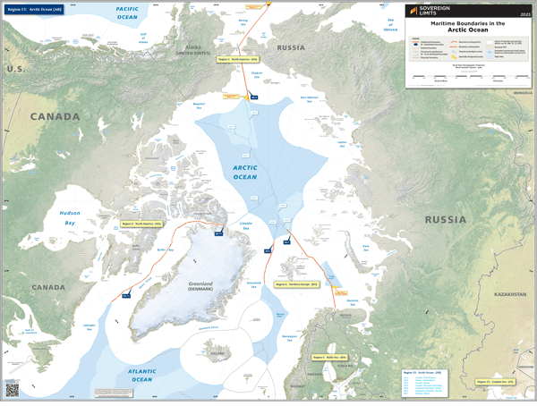 Maritime boundaries of the Arctic Ocean Wall Map