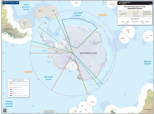 Maritime boundaries of the Antarctic Ocean Wall Map