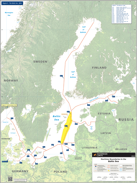 Maritime boundaries of the Baltic Sea Wall Map