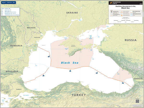 Maritime boundaries of the Black Sea Wall Map