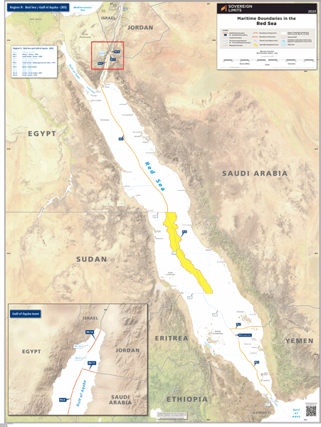 Maritime boundaries of the Red Sea Wall Map