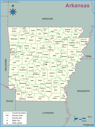 Arkansas County Outline Wall Map