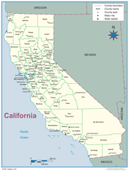 California County Outline Wall Map