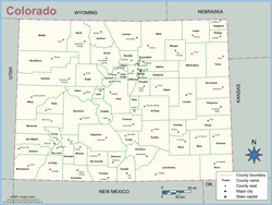 Colorado County Outline Wall Map