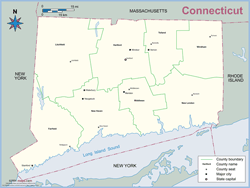 Connecticut County Outline Wall Map