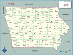 Iowa County Outline Wall Map