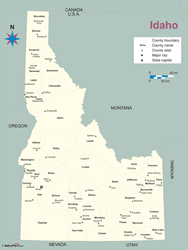 Idaho County Outline Wall Map