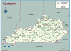 Kentucky County Outline Wall Map