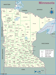 Minnesota County Outline Wall Map