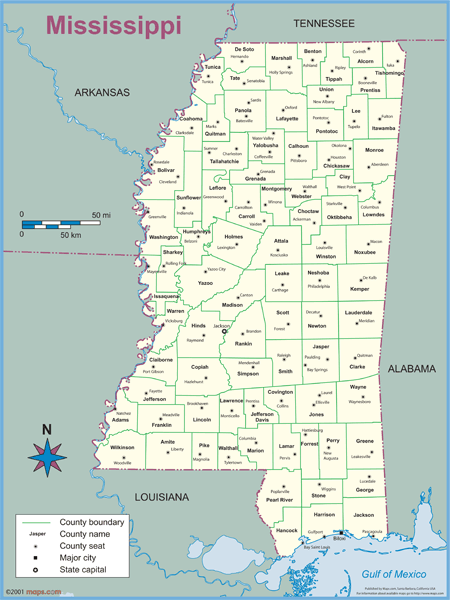 Mississippi County Outline Wall Map