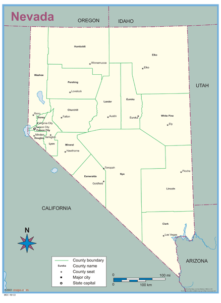 Nevada County Outline Wall Map