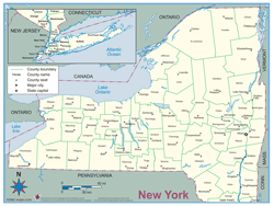 New York County Outline Wall Map