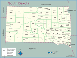 South Dakota County Outline Wall Map