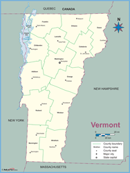 Vermont County Outline Wall Map