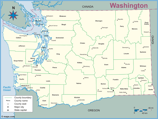 Washington County Outline Wall Map