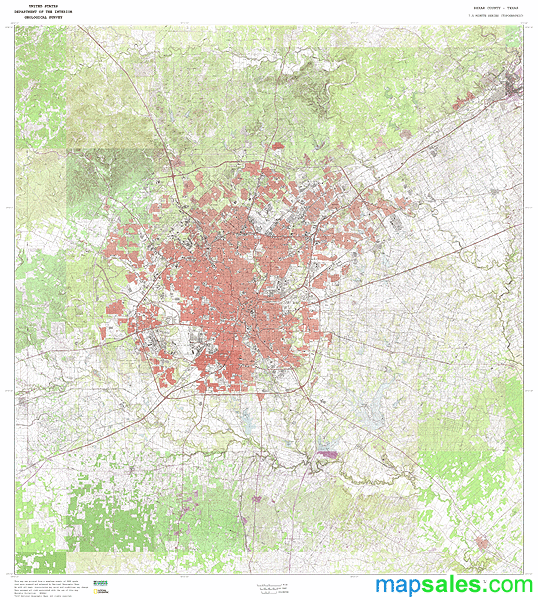 Bexar County, TX Topo Wall Map by MarketMAPS MapSales