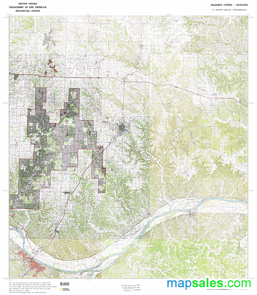 Callaway County, MO Topo Wall Map by MarketMAPS MapSales
