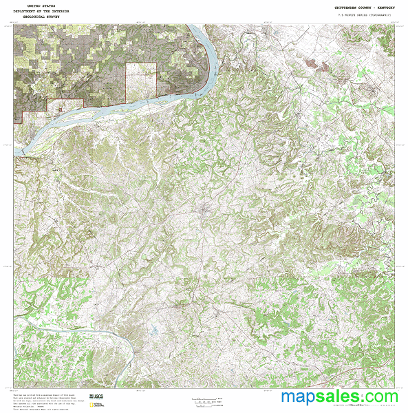 Crittenden County, KY Topo Wall Map by MarketMAPS MapSales