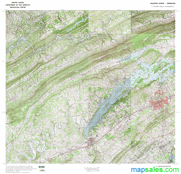 Grainger County, TN Topo Wall Map by MarketMAPS MapSales